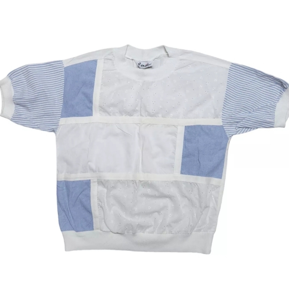 Vtg 80s Caribou Pullover Large Shirt Color Block
